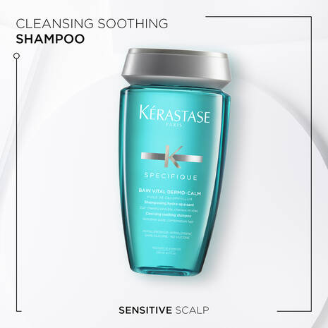 Kérastase Bain Spécifique Vital Dermo-Calm scalp shampoo in a 250ml bottle, designed for sensitive scalp care.