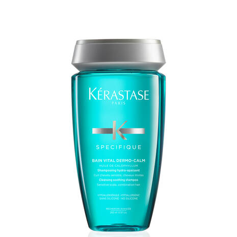 Kérastase Bain Spécifique Vital Dermo-Calm scalp shampoo in 250ml bottle, designed for sensitive scalps and soothing hair care.