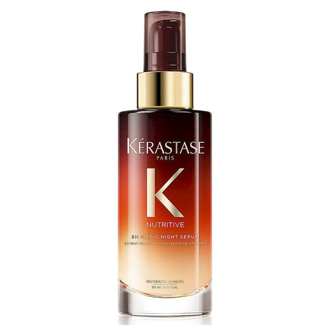 Kérastase Nutritive 8H Magic Night Serum in 90ml bottle, showcasing the sleek packaging of this nourishing night serum.
