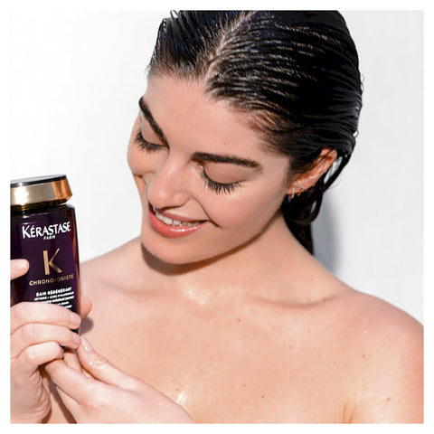 Kérastase Chronologiste Bain Shampoo 250ml bottle with sleek design, shown in a close-up image.
