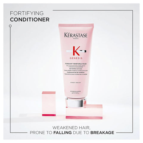 Kérastase Genesis Fondant Renforcateur conditioner in 200ml bottle, smooth and nourishing for strengthened hair.