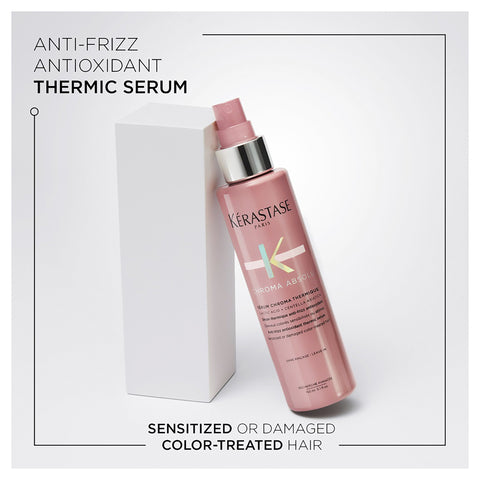 Kérastase Chroma Absolu Thermique heat protectant bottle, 150ml, for styling and protecting colored hair from heat damage.