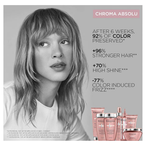 Kérastase Chroma Absolu Masque Filler hair treatment in 200ml jar, designed to nourish and strengthen color-treated hair.