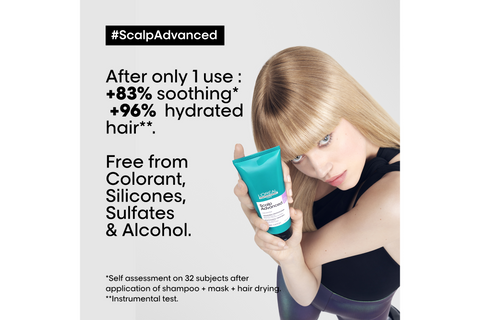 Loreal Professionnel Scalp Advanced Anti-Discomfort Treatment bottle, 200mL, designed to soothe and improve scalp comfort.