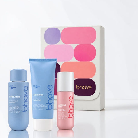 Bhave Holiday Pack Hydrator hair care set with shampoo, conditioner, and nourishing treatment products