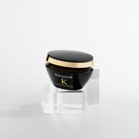 Kérastase Chronologiste bundle with a jar of Chrono Masque and hair care products for revitalizing hair and scalp.