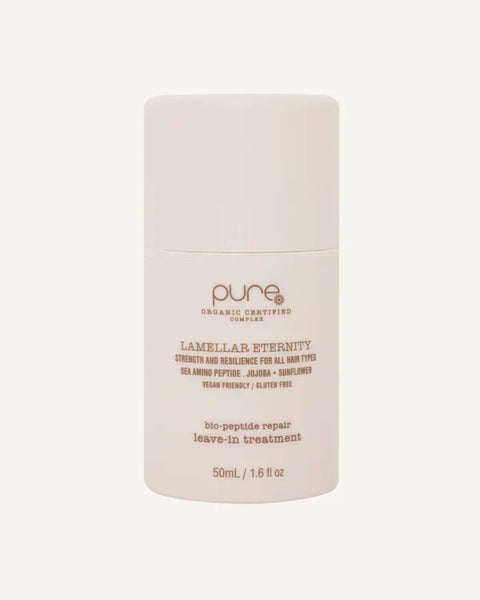 Pure Lamellar Eternity Leave-In Treatment in 50ml bottle, a nourishing hair treatment for shine and moisture.