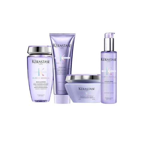 Kérastase Blond Absolu Cleanse Bundle with shampoo and conditioner for blonde hair care, displayed in the image.