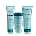 Kérastase Resistance bundle with shampoo, conditioner, and treatment products for damaged hair, displayed on a white background.