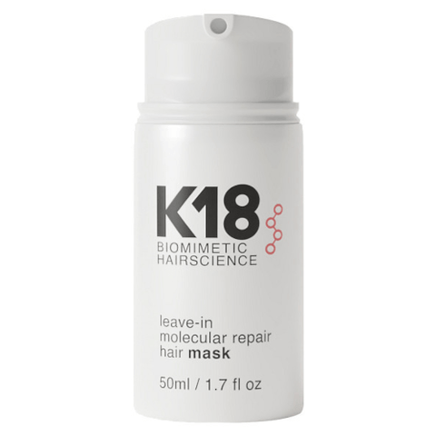 K18 Damage Shield Protective Bundle with K18 Leave-In Molecular Repair Mask in 50ml container, designed for hair repair and protection.