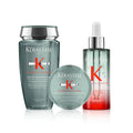 Kérastase Genesis Homme thickening regime bundle for men, featuring hair care products to strengthen and volumize hair.