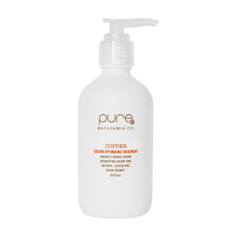 Pure C Treatment Copper 200ml bottle with copper-colored label and cap, designed for hair color correction and hair care.
