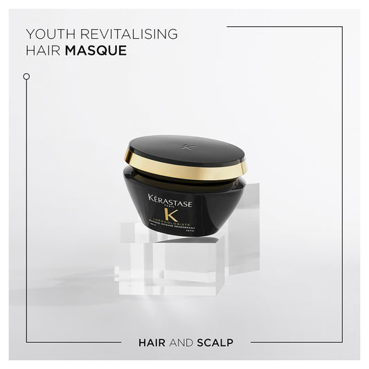 Kérastase Chronologiste Masque 200ml hair treatment jar with black and gold packaging and product label visible.